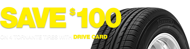 Save $100 on 4 tornante tires with drive card